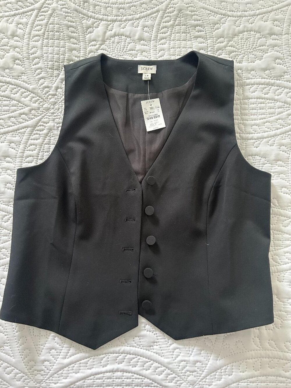 NWT - J.Crew Women’s Tailored Vest • Black • Size 14